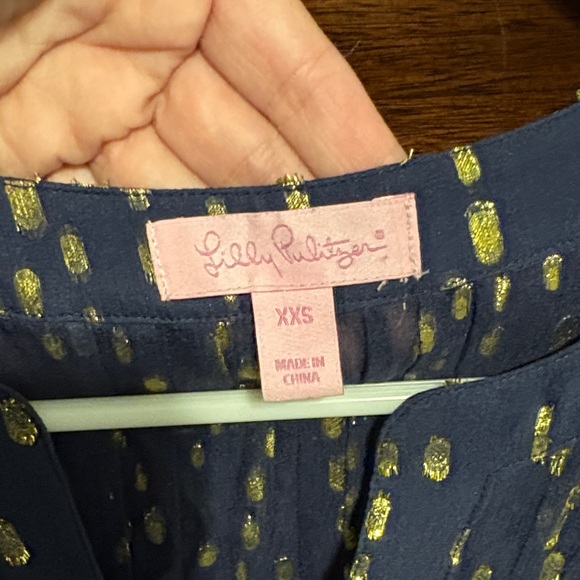 Lilly Pulitzer Navy Blouse with Gold Accents - Picture 2 of 4